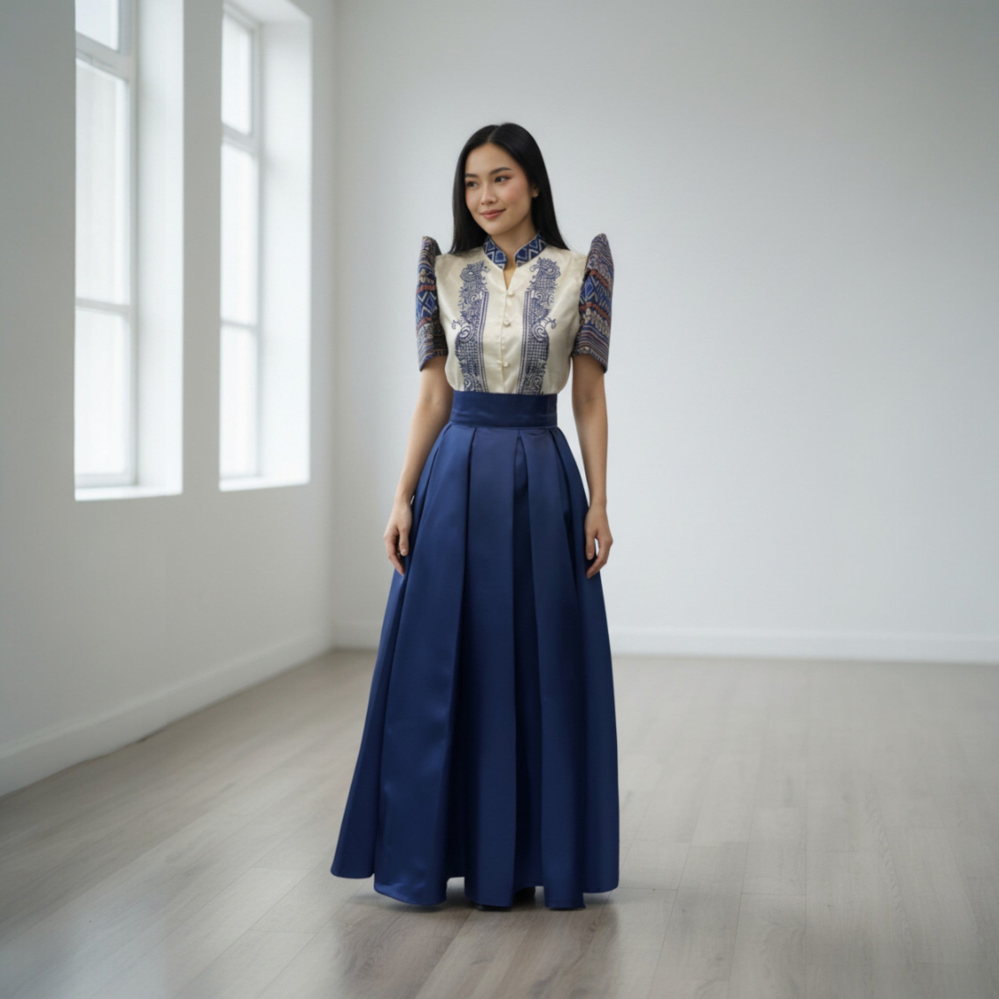 Ladies Barong Blue S - L