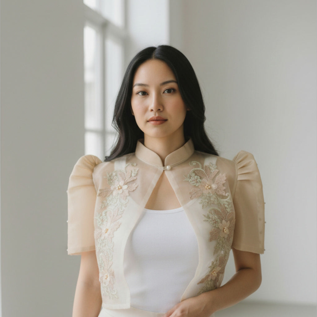 Bolera Filipiniana Cream Design 2